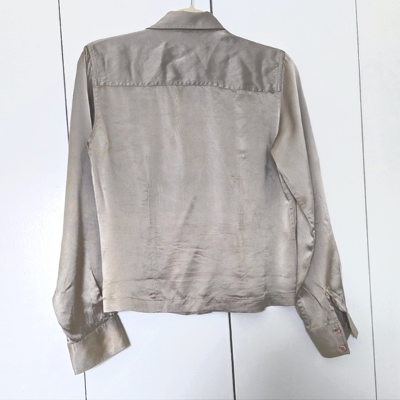 Et Vous Taupe Pure Silk Button Up Blouse size M - Picture 10 of 11